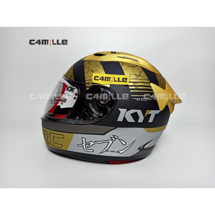 HELM KYT RC 7 MOTIF #17 BLACK DOFF GOLD FULL FACE RC7