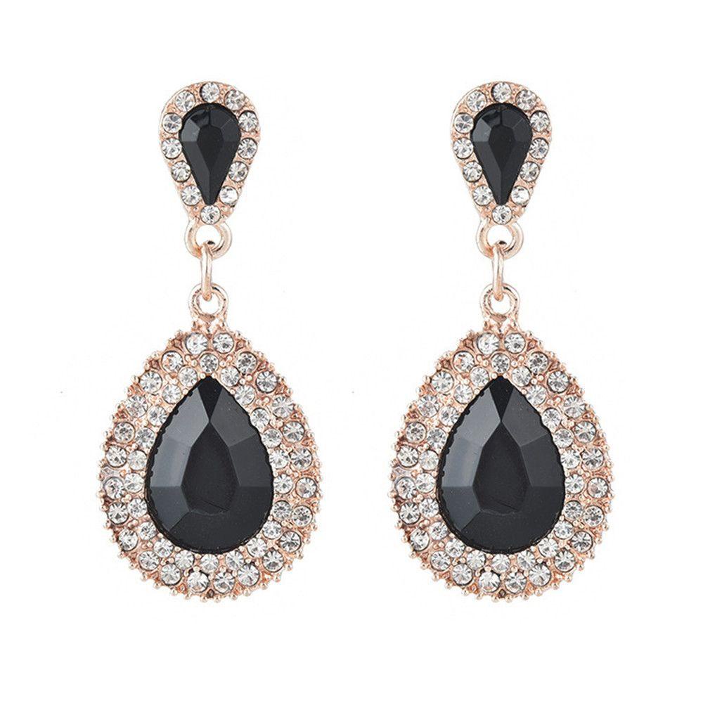 PREVA Water Drop Rhinestones Earrings Multicolor Female Palace Retro Crystal Earrings