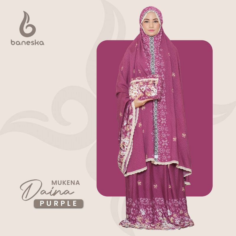 Baneska Mukena Border Daina Purple Baju Muslim