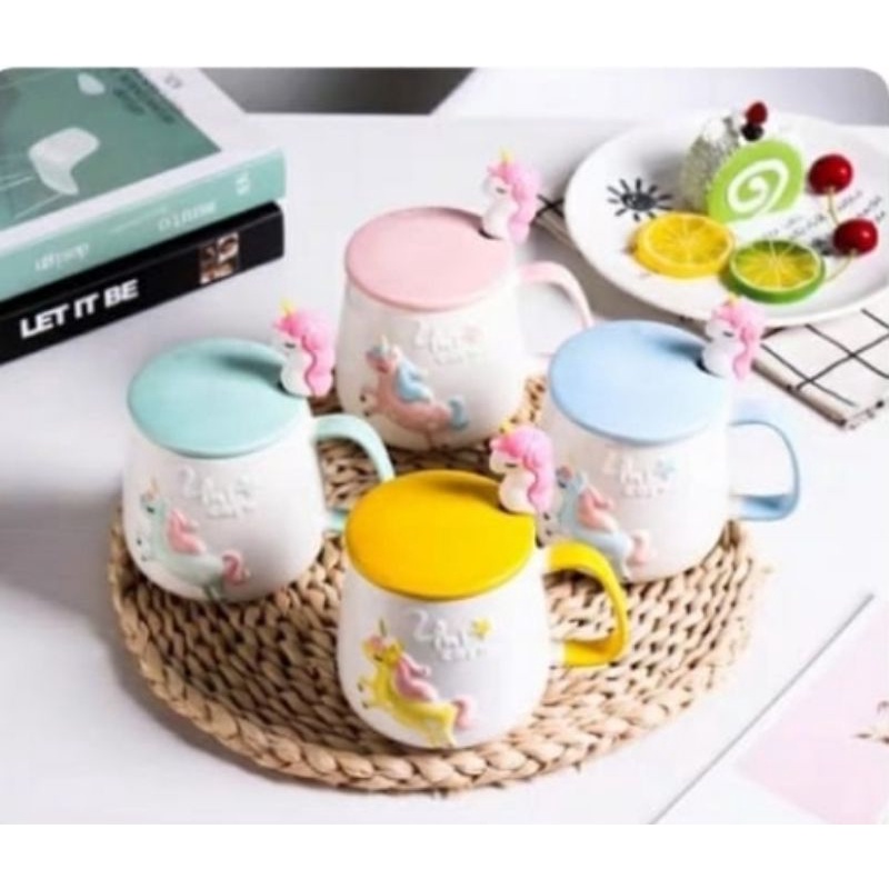 MUG KERAMIK & SENDOK UNICORN