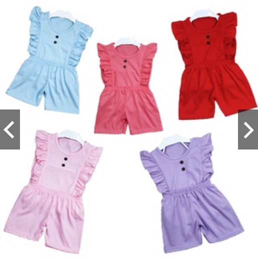 SET EV EV ANAK PEREMPUAN RUFFLE | SETELAN BAJU ANAK LENGAN BUNTUNG CELANA PENDEK 1-5 THN