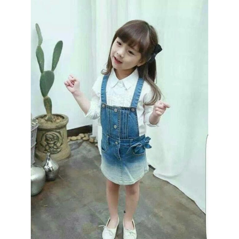 EMY BJ264-JEANS OVERALL SPAN OMBRE baju monyet anak balita perempuan setel.