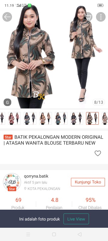 Batik Pekalongan Modern Original | Atasan Wanita Blouse Terbaru New Getlegrils Batik Wanita