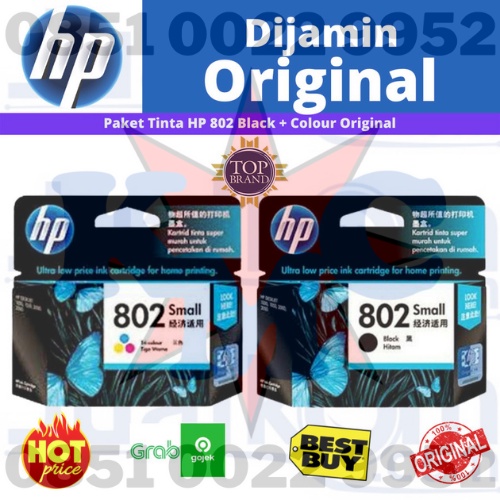 HP Paket Tinta Printer 802 Black + Colour Combo Original