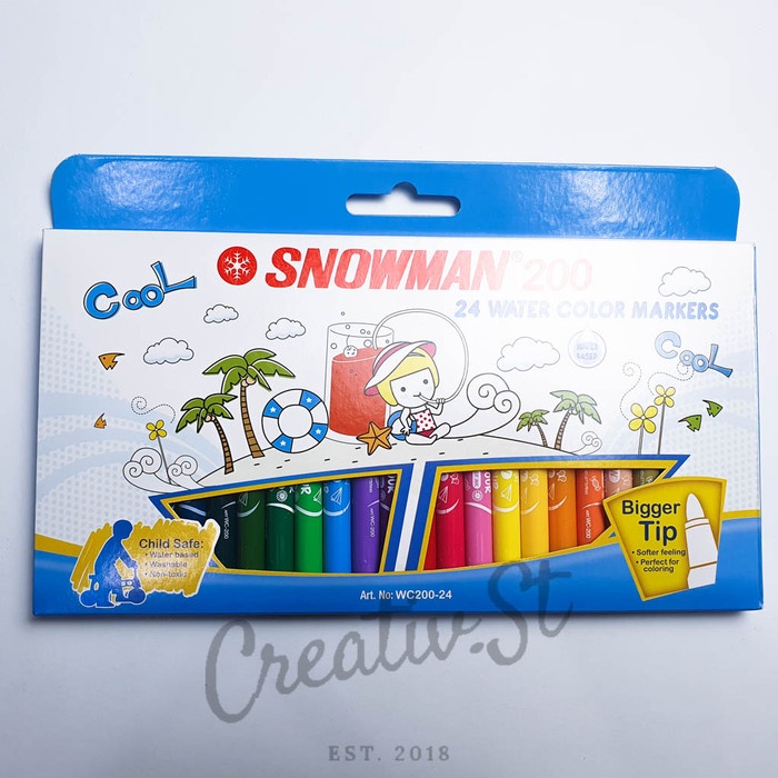 

(DISKON TERMURAH) Spidol Anak Watercolor Snowman 24 Warna Child Safe WC200