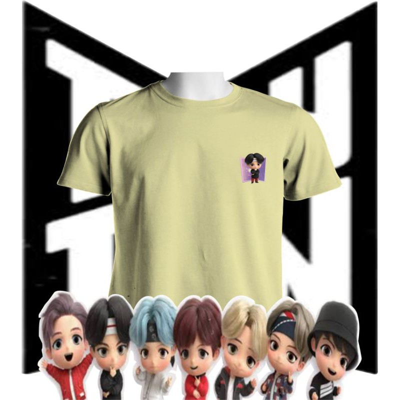 Baju Kaos Kpop BTS logo character tinytan Taehyung jungkok jhope jimin jin suga rm