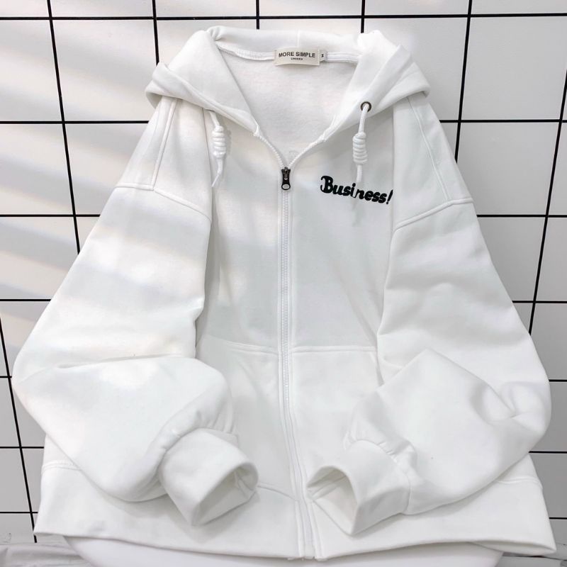 ( S - 6XL ) Zip Hoodie Bigsize Wanita Jaket Sleting THANK YOU BUSINESS Jumbo Jumper Korean Harajuku Urban Style Ullzang Women Fashion