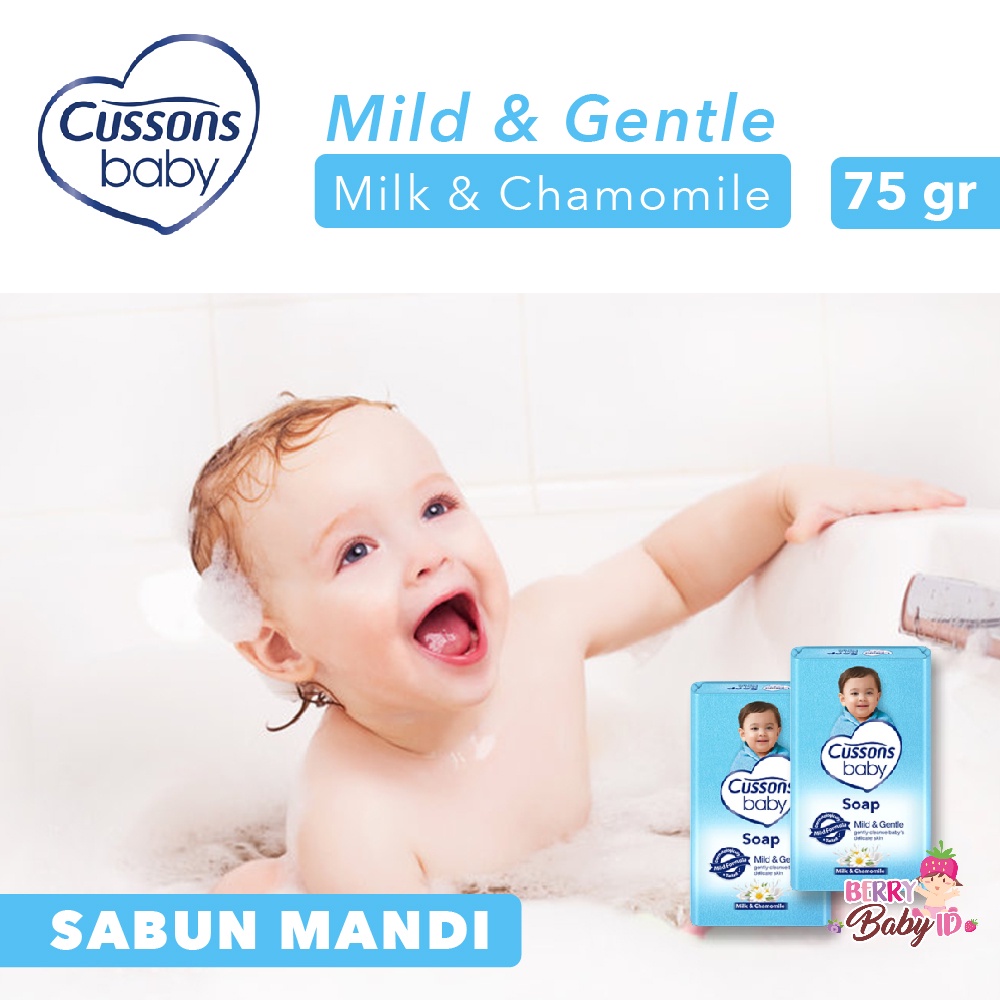 Cussons Baby Soap Pink Soft And Smooth Blue Mild and Gentle Sabun Batang Bayi 75 Gram Berry Mart