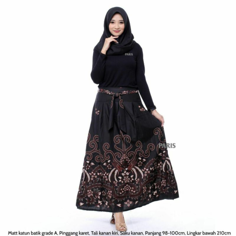 Rok Katun Motif Batik Wanita Remaja Dewasa Panjang Jumbo Fashion Muslim Kekinian Terbaru Pekalongan-M