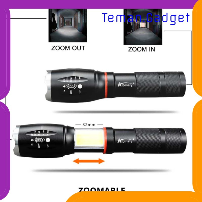 TG-IE177 TaffLED Paket Senter LED Torch Cree XM-L T6 + Charger + Box - E17 COB