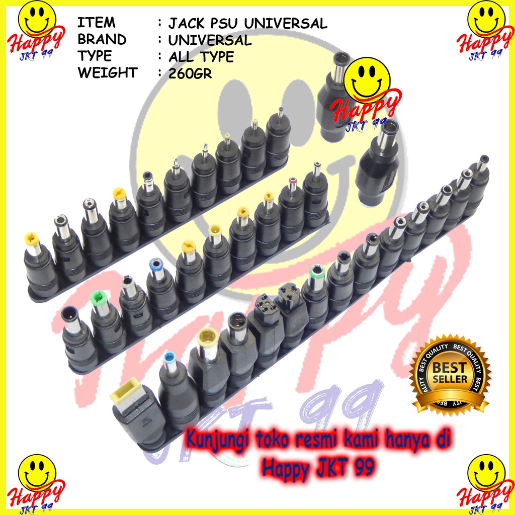 [ HAPPY JKT 99 ] JACK PSU UNIVERSAL LENGKAP TERBARU  ALL TYPE CONECTOR DC POWER ADAPTOR