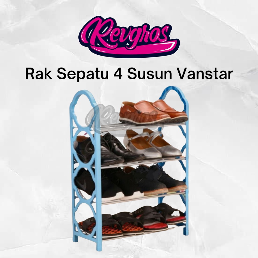 RAK SEPATU SUSUN 4 VANSTAR / RAK SEPATU 4 SUSUN ALUMINIUM / RAK SEPATU PRAKTIS