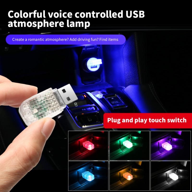 Lampu LED Atmosfir USB Kontrol Sentuh Portable Untuk Dekorasi Interior Mobil