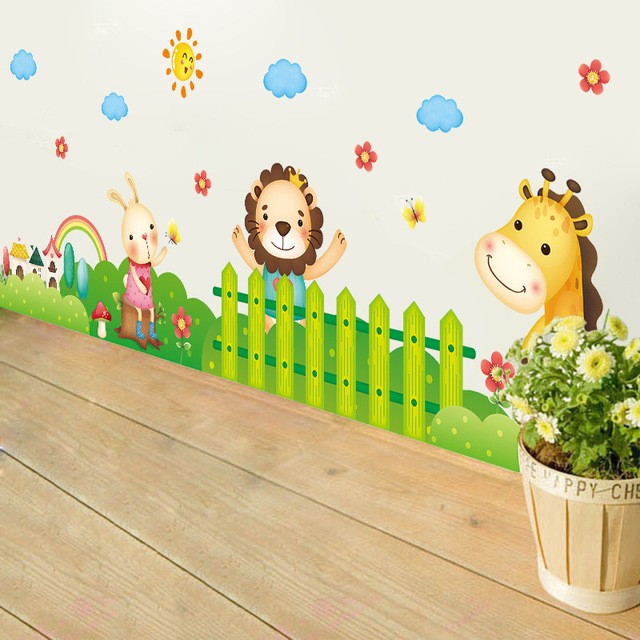 Reliza Wall Sticker Animals Garden Pagar Hewan Anak Stiker Dinding LDR7181