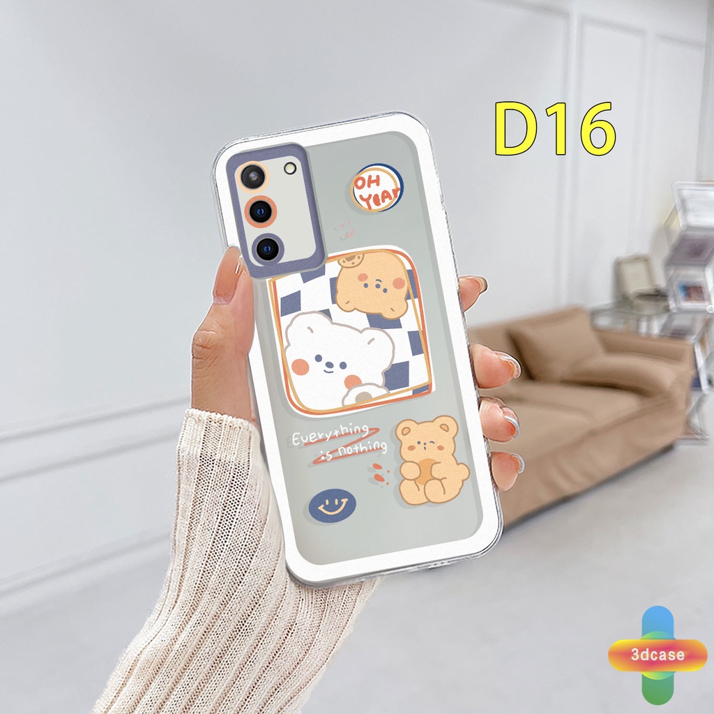 Casing Soft TPU Case Samsung A13 A23 A32 A52 A12 A03 A51 A03S A10S A50 A20S J7 Prime A02S A20 A50S A10 A30S A52S A30 M12 M01S A125 F12 M10S M40S A515F A207F M02S A025 F02S 11 12 13  7 8 6 Plus Couple Cute Bear Camera Protection Case