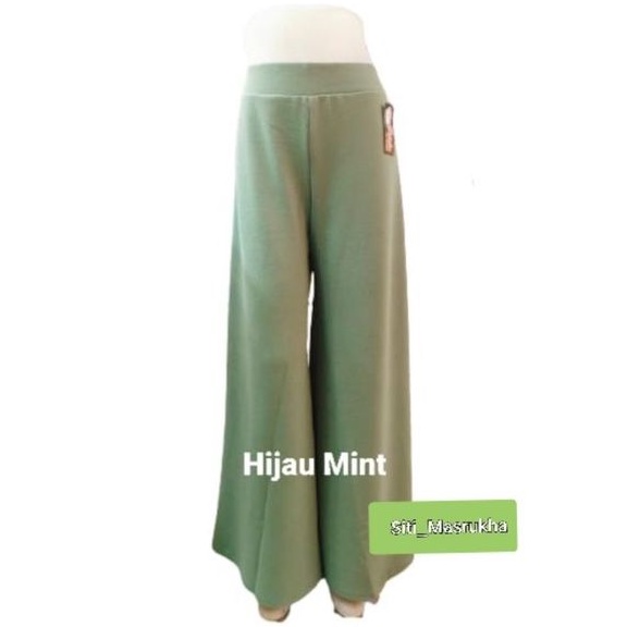 Kulot Waffel Premium Kulot Model Palazo Bahan Tebal dan Lembut #Warna Hijau Mint#