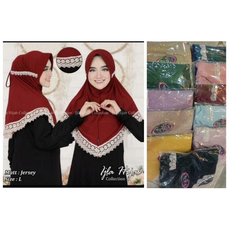 JILBAB INSTAN SERUT RENDA IJLA/KEVIN BAHAN JERSEY SUPER PREMIUM