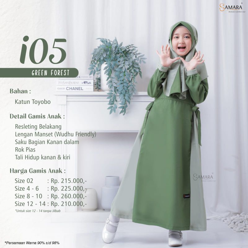 Gamis Couple Keluarga Sarimbit Terbaru Lengan Panjang i05 Green Forest By SAMARA