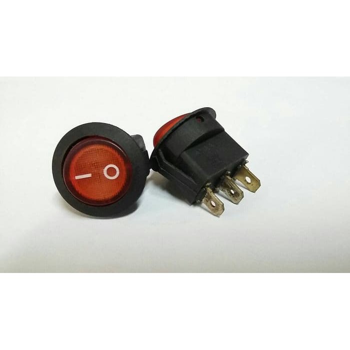 Saklar On Off Kecil Bulat + Lampu 3 P