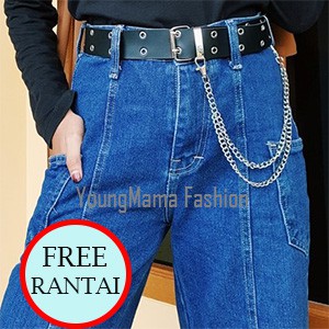 YMF - RING BELT RANTAI KOREA / IKAT PINGGANG WANITA / FREE RANTAI DOUBLE ( 2layer )