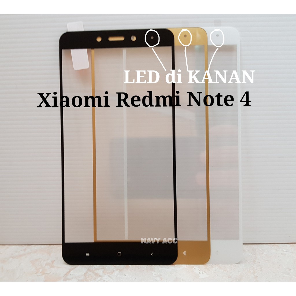 Tempered Glass Warna - Colour Xiaomi Redmi Note 4 Full Cover