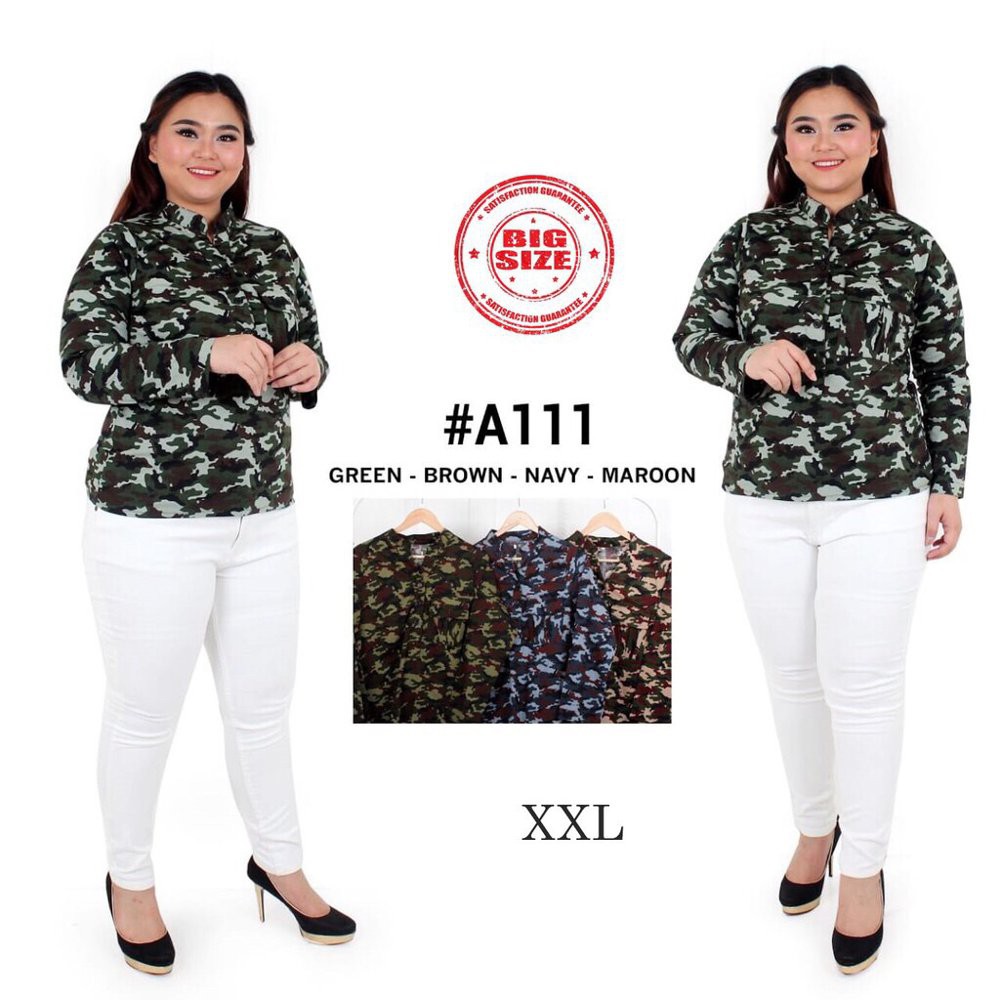 kemeja army wanita jumbo bigsize blouse kemeja jumbo bigsize baju atasan wanita jumbo bigsize fit t