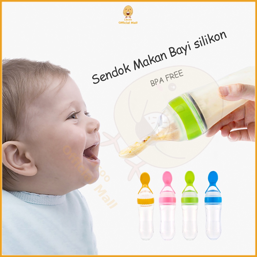 Lacoo Botol sendok makan bayi silicone Botol Dot Spoon Feeder