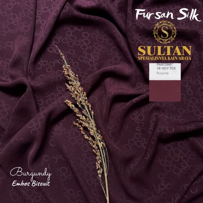 TERBARU     50CM EMBOS BISCUIT FURSAN SILK BURGUNDY KAIN SULTAN