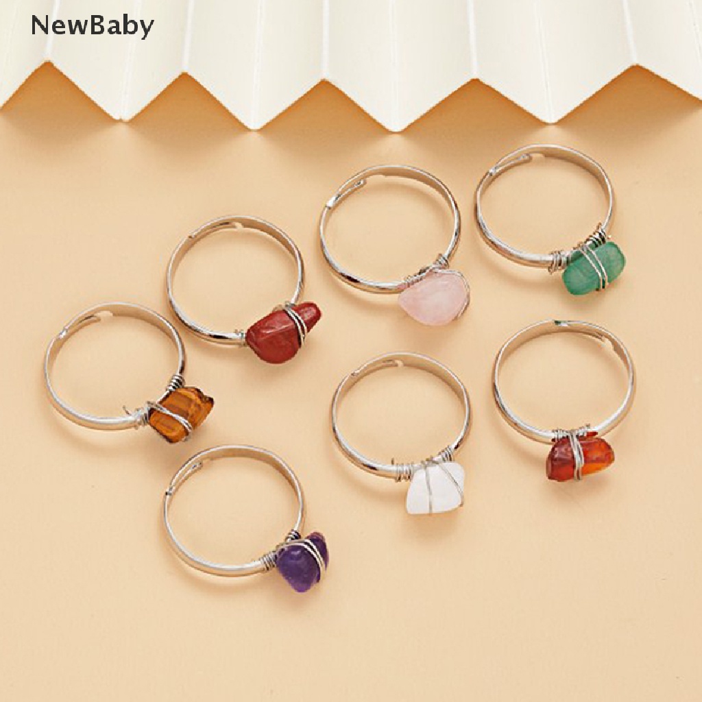 Newbaby Cincin Batu Kuarsa Resin Alami Rock Adjustable Untuk Wanita