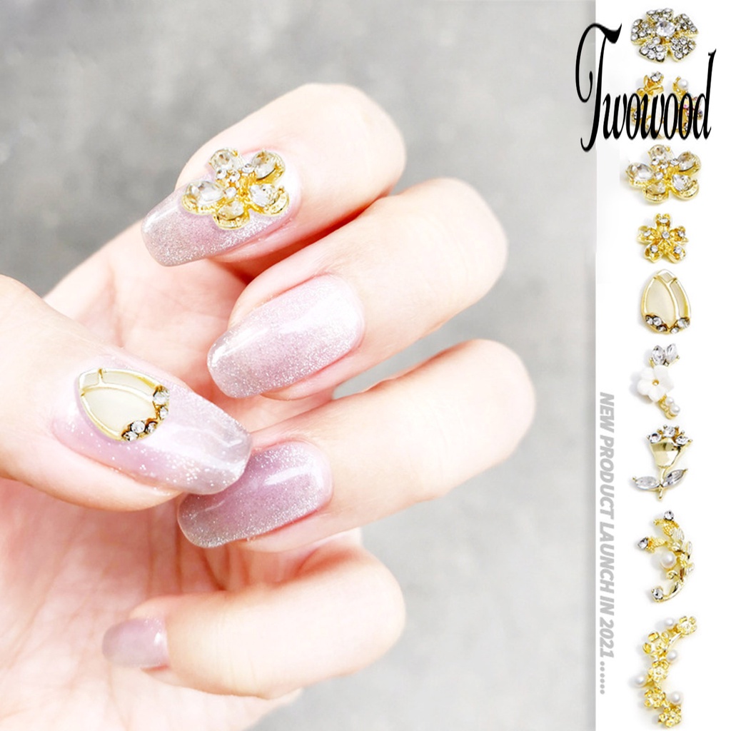 10 Pcs Aksesoris Perhiasan Berlian Imitasi Bentuk Bunga 3D Untuk Dekorasi Nail Art