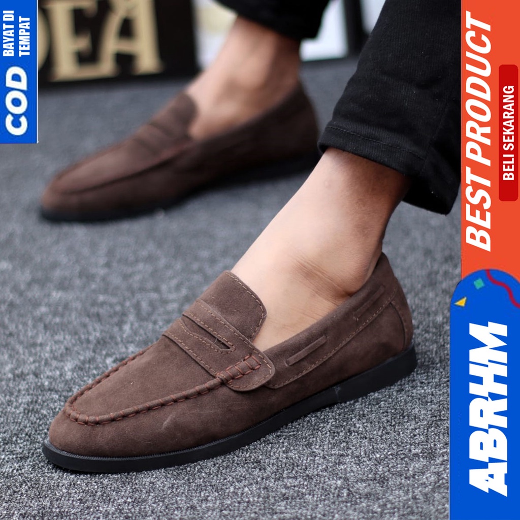 Sepatu Formal Pantofel Kerja Kantor Casual Santai Hitam Pria Abrhm Domin