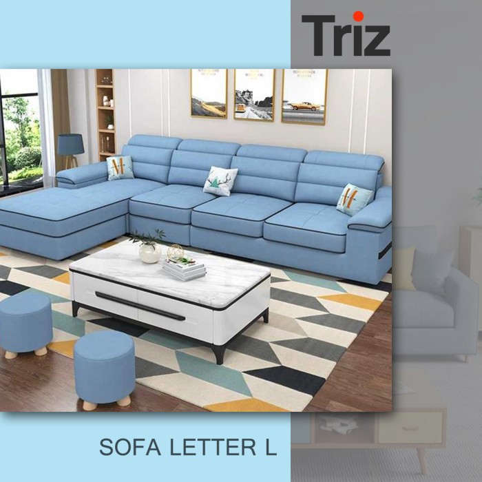 Triz Furniture Sofa Letter Premium Blue Sofa Minimalis Sofa Ruang Tamu