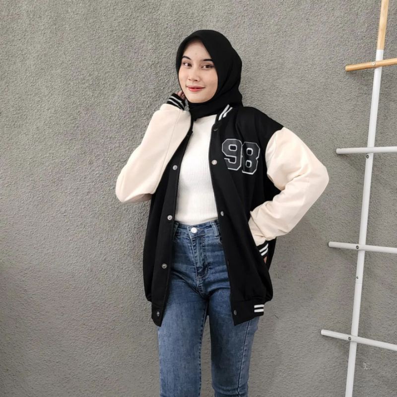 Sweater SJ98 Oversize pakaian Pria wanita BASEBALL bahan fleece