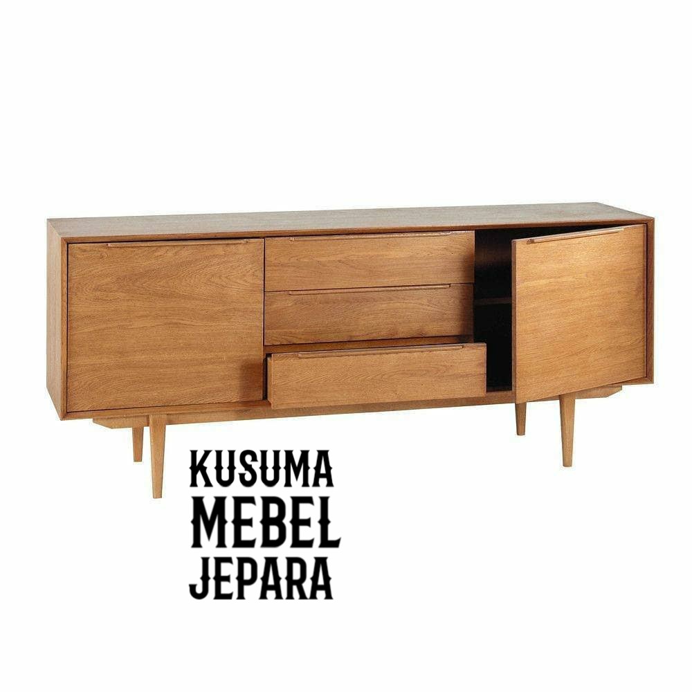 Meja TV Kabinet Retro Kayu Jati No 5 (Panjang 150cm, Tinggi 60cm)
