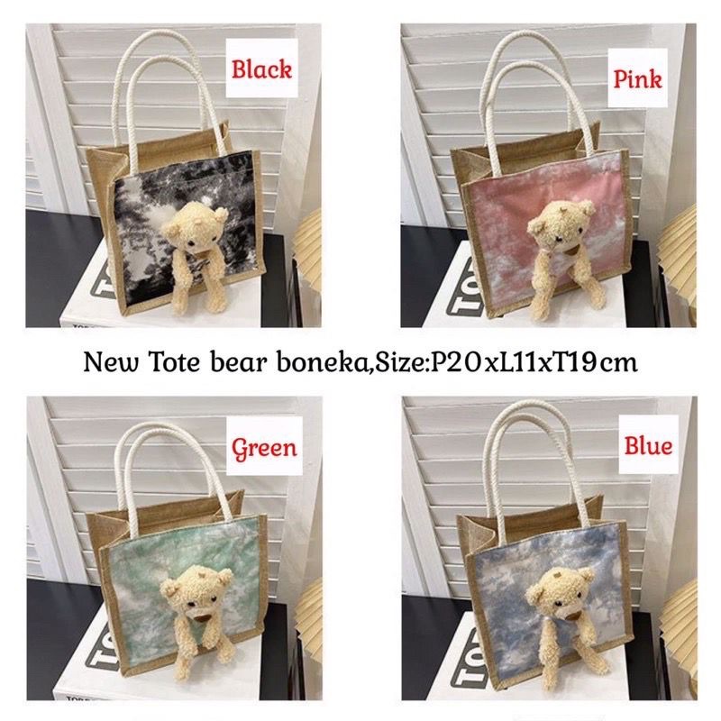 TERLARIS TAS KANVAS Boneka 3D IMPORT MOTIF TERMURAH 8037- souvernir Hand bag Tote beat teddy bear lucu 3D Chail