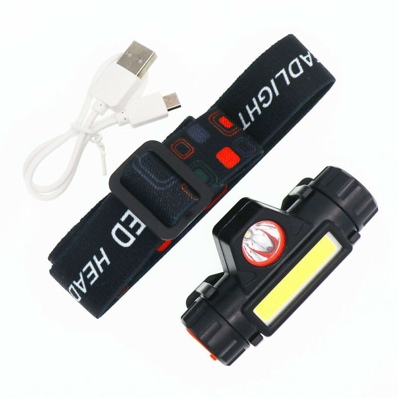 Grab Medan Senter Kepala Headlamp LED Headlight Flashlight USB Rechargeable Q5 + COB - LE022