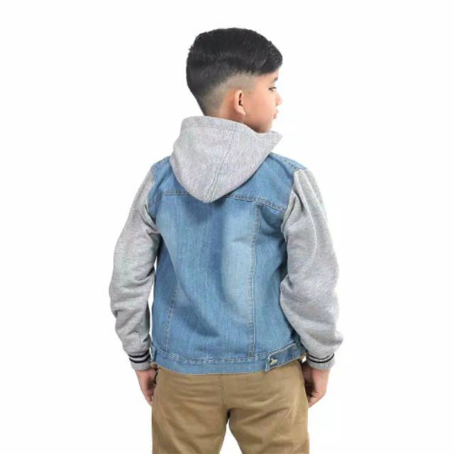 Jaket jeans anak laki kombinasi keren