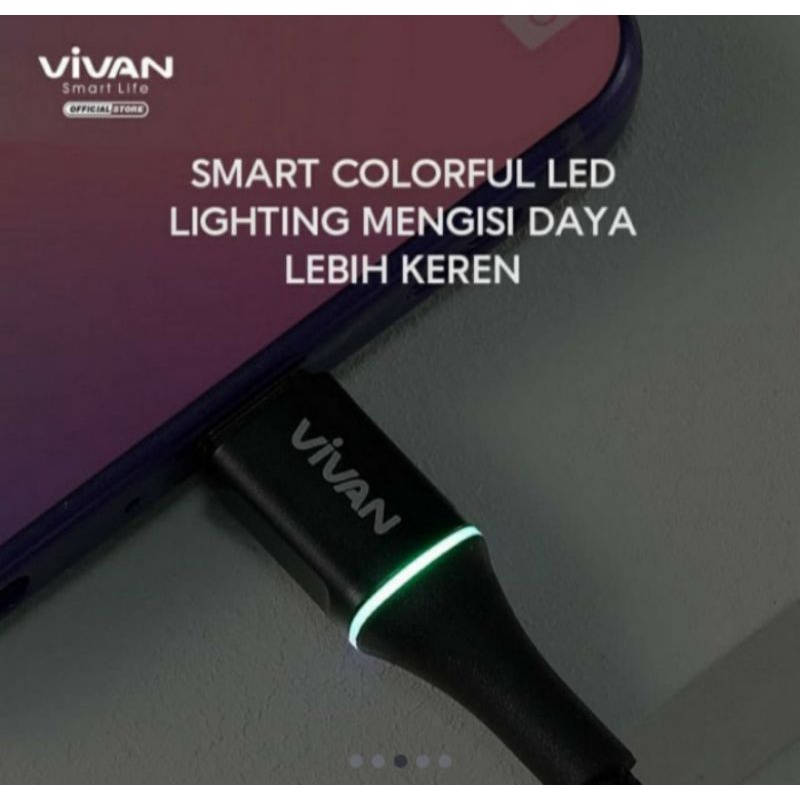 VIVAN Kabel Data VDM100 2.4A DAta Kabel Micro USB Android 1M LED Light Quick Charge Garansi Original