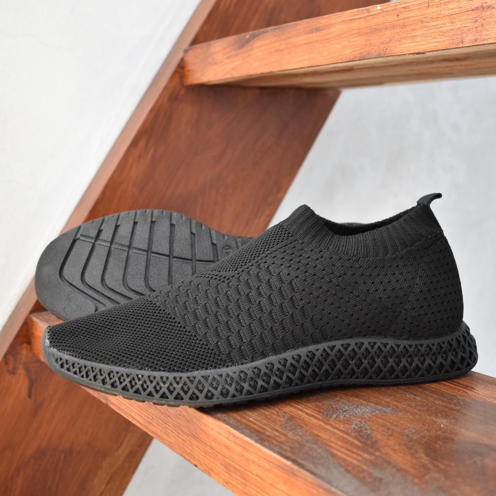 Leander Fulll Black Sepatu Sneakers PK OG Lari Knit Knitted Rajut Original Footwear | FORIND x Volve