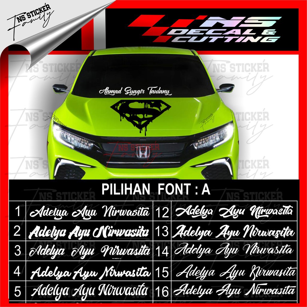 Stiker Kaca custom nama stiker kaca mobil custom terbaru