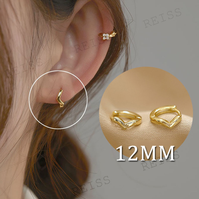 1 Pasang Anting Titanium Wanita 14K Anting Hoop Zirkon Mini berlapis Emas  1 Pasang Huggie Piercing Earings Cubic Zirconia Cartilage Earring Stud-5# Small Dot