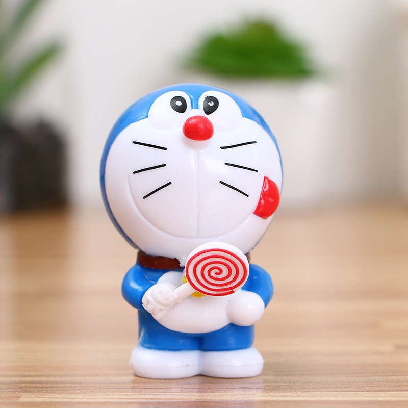 6pcs / lot Boneka Kartun Doraemon Bahan PVC Untuk Dekorasi Kue