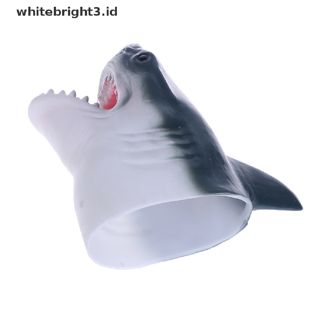 {whitebright3.id} Shark Arm Glove Hand Puppet Toy Soft Rubber Shark Glove Interactive Toy  ,