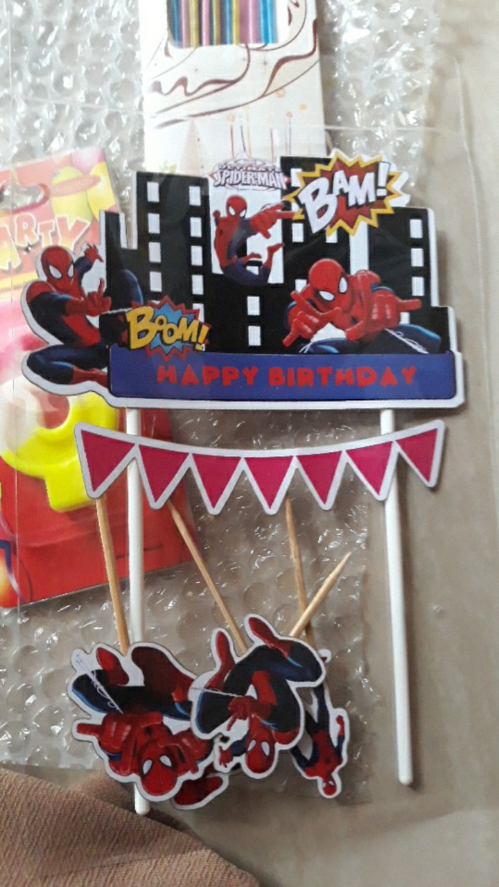 Topper Kue Karakter  Thomas Tayo Spiderman Cars/ Hiasan Kue Karton/ Hiasan Kue Tusuk