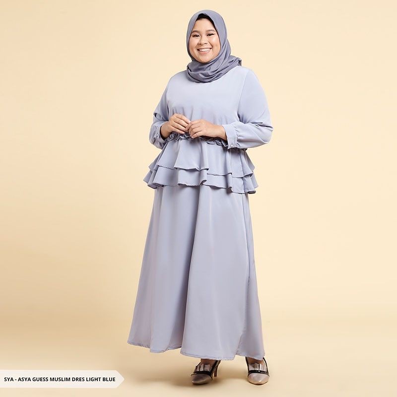 Asya Guess Plain Ruffle Big Size Muslim Dress
