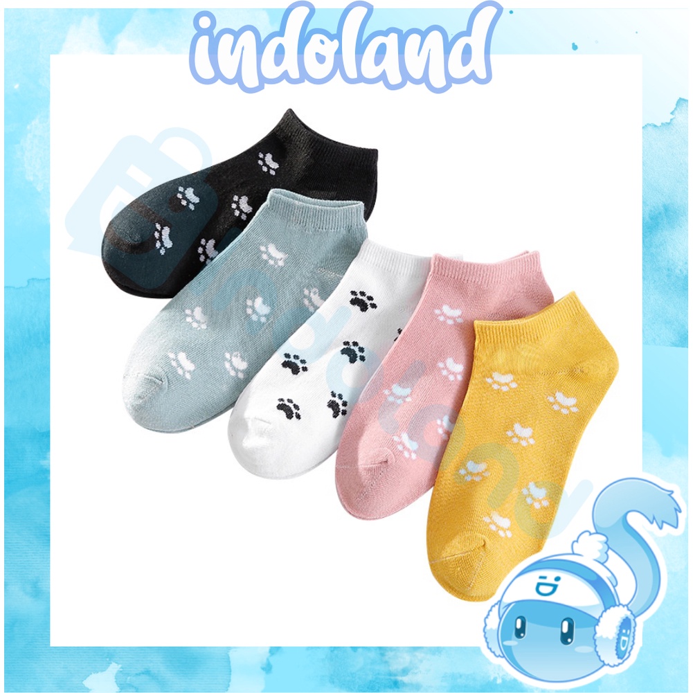 ☀ INDOLAND ☀  Kaos Kaki Wanita Motif Kaki Kucing Fashion Korea Women Sock Import Murah K018