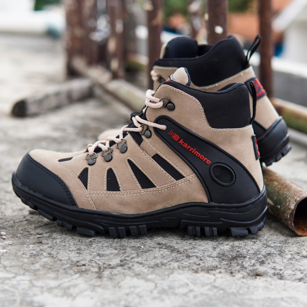 Sepatu Hiking Boot Pria Karrimor High Olahraga Mendaki Gunung Outdoor Termurah Cream