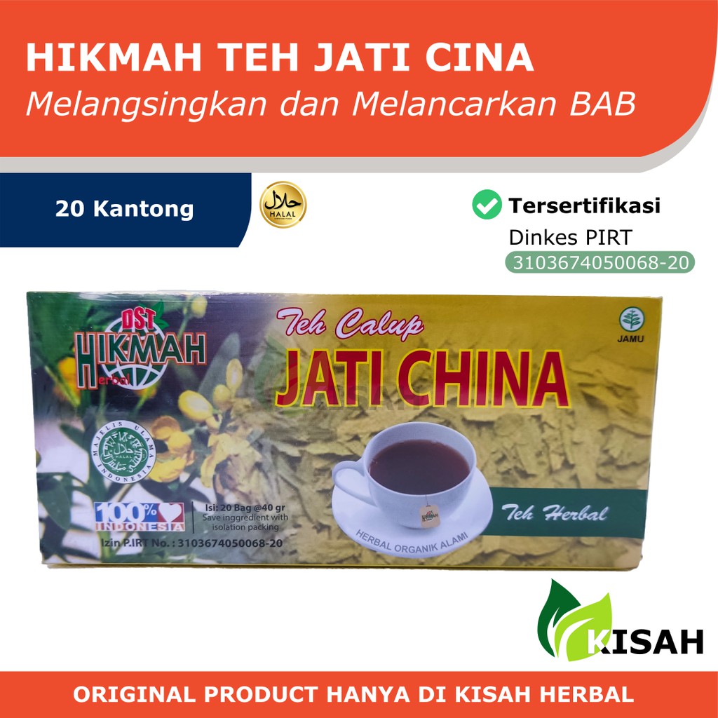 HIKMAH Teh Jati Cina Celup 20 Kantong - Teh Herbal Celup Pelangsing Alami Mengatasi Obesitas