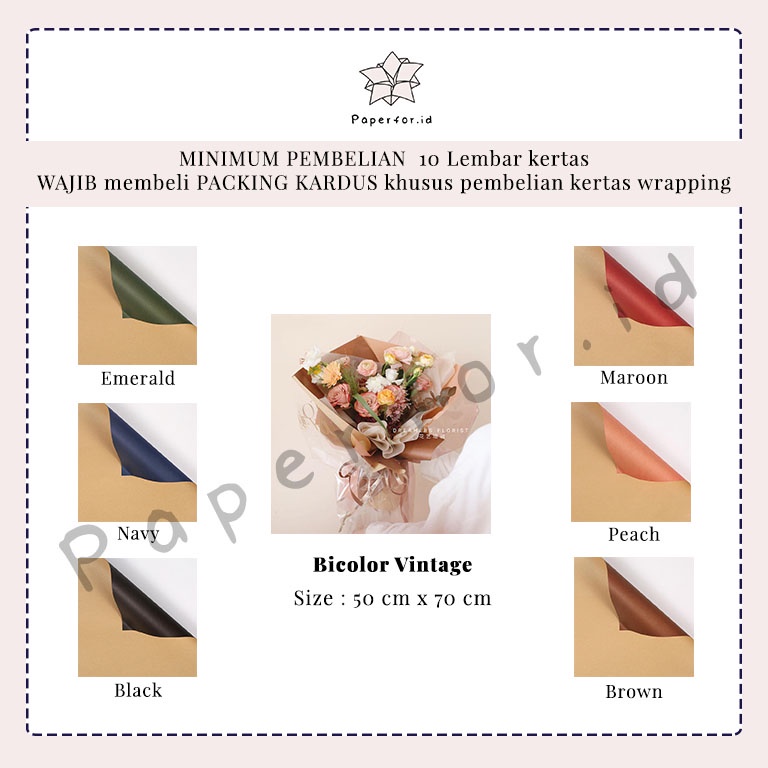 Kertas Buket Bunga Cellophane Bucket Wrapping Paper Florist Bicolor Vintage Grosir