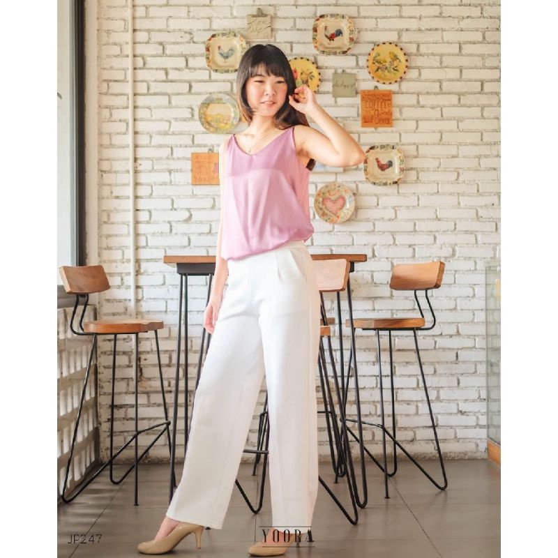 Kulot Scuba Putih High Waist Premium / celana panjang wanita